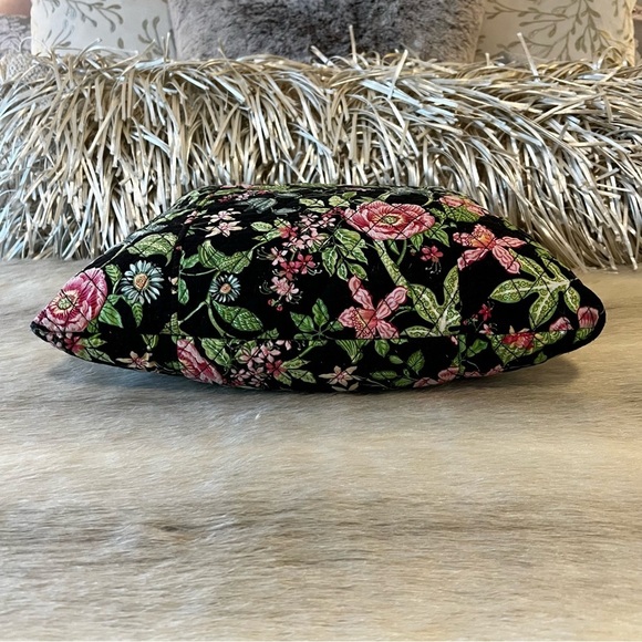 VERA BRADLEY Botanica 2007 Snap Curvy Tote Tall Snap 2 Handles Black Pink Floral - Picture 10 of 13